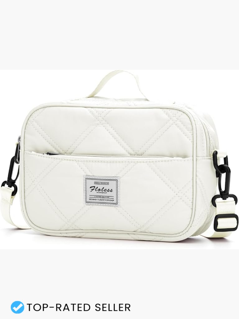 Quilted Crossbody Bag Small Puffy Nylon Shoulder Handbag Adjustable Strap